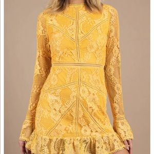 Tobi yellow lace dress with sleeves